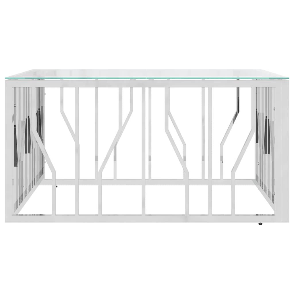 The Living Store - Table basse 80x80x40 cm acier inoxydable et verre - 3