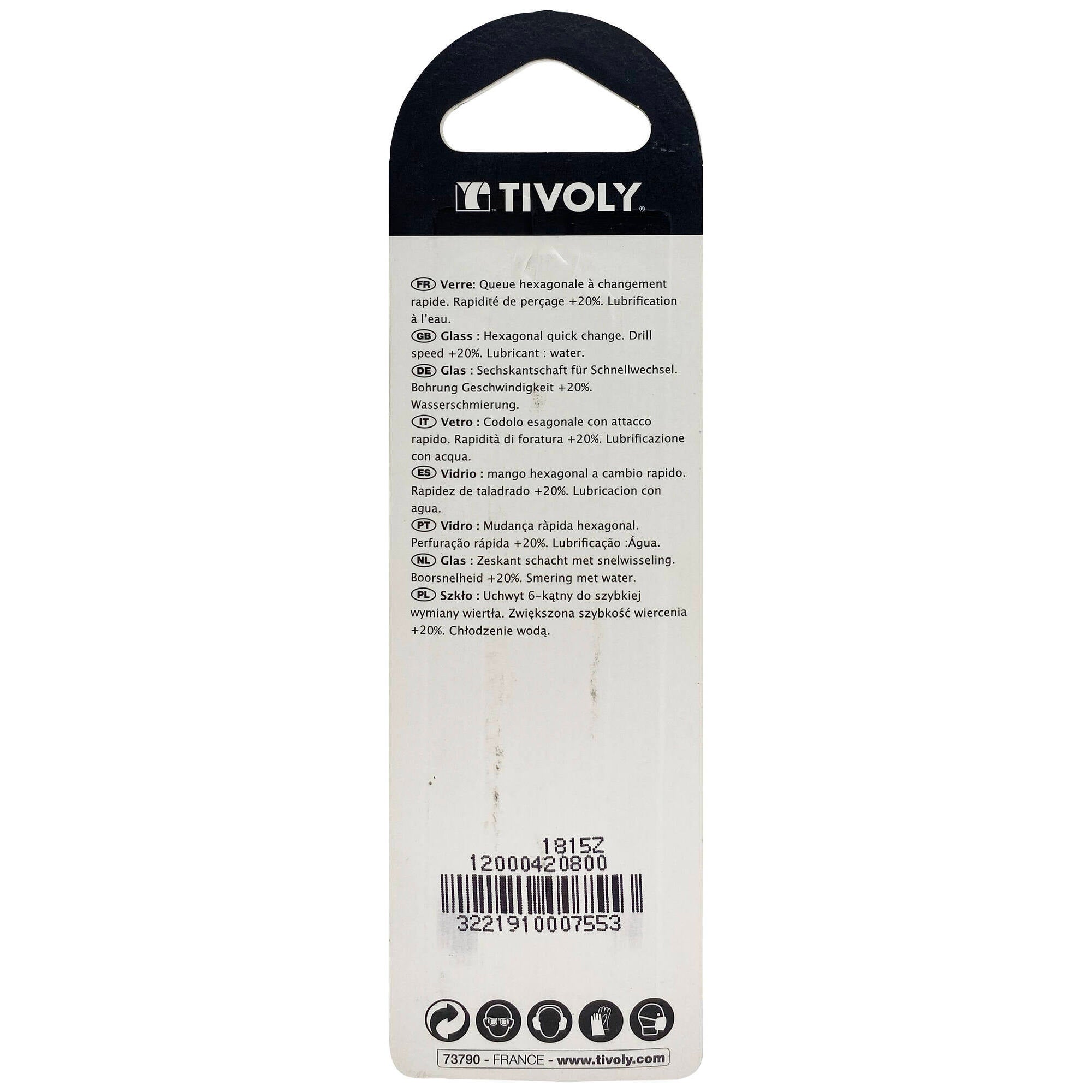 Foret verres 4 taillants -Revêtu TiN -Queue hexagonale Ø: 8 / L: 70 / TIVOLY - 3