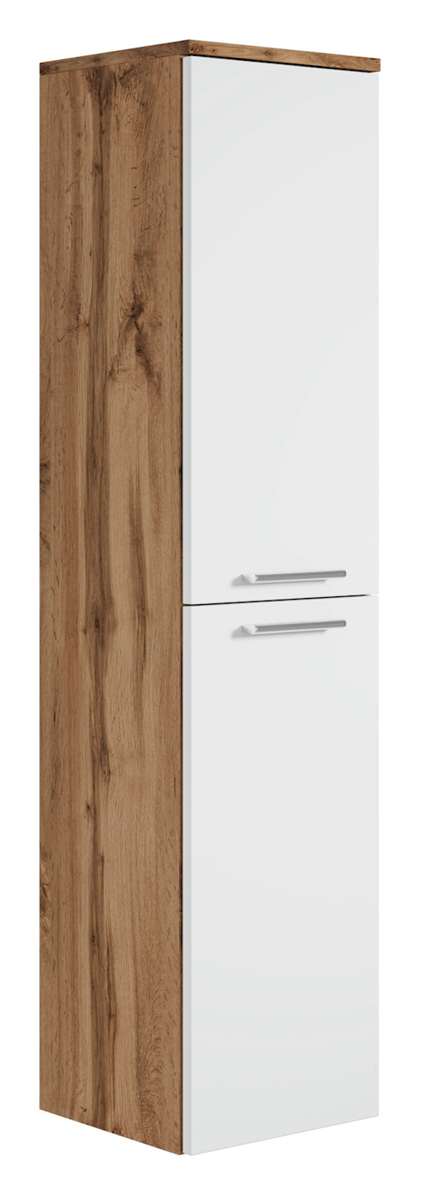 Badplaats B.V. Mobiletto Del Bagno Saturnus 130 Cm Rovere Castagno Con Nero Opaco - Mobiletto Armadietto Per Il Bagno Armadio Mobili Cabinet Laterale