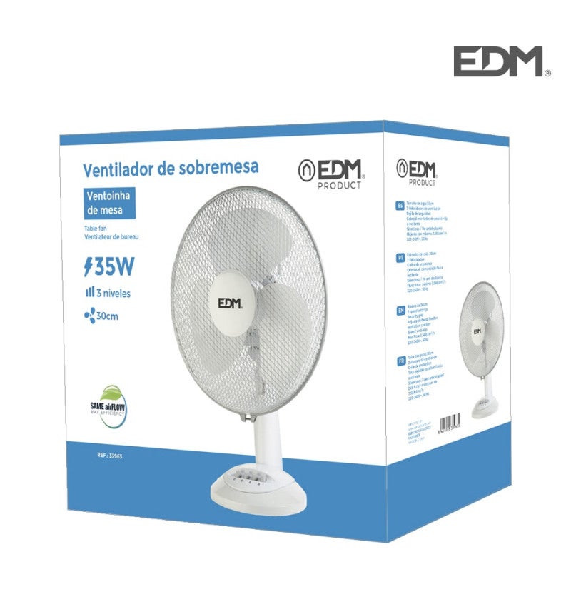 Ventilatore da tavolo bianco 35W Pale 30 cm - EDM - 3