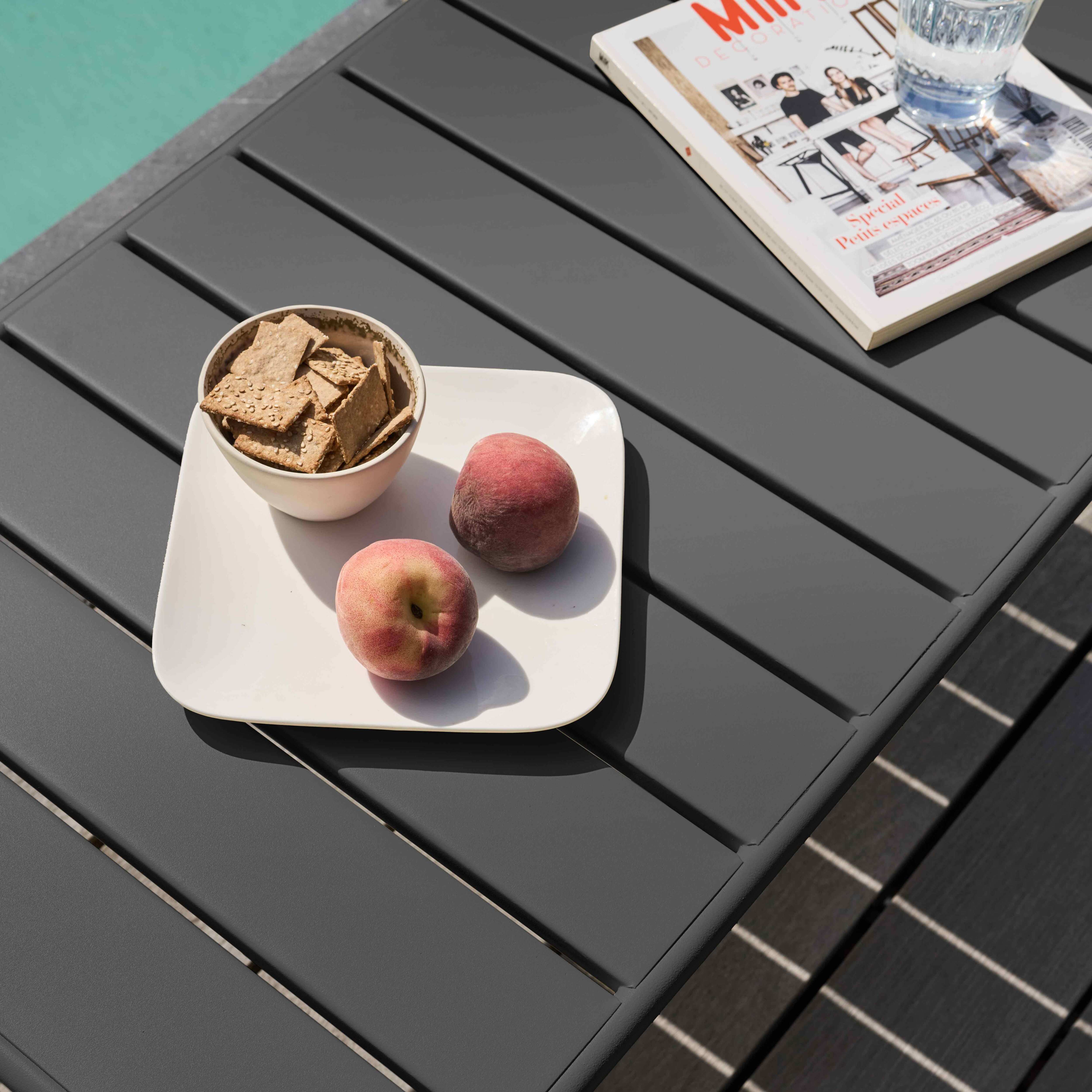 Table basse de jardin acier gris anthracite 90 x 50 cm , Palavas - Oviala - 3