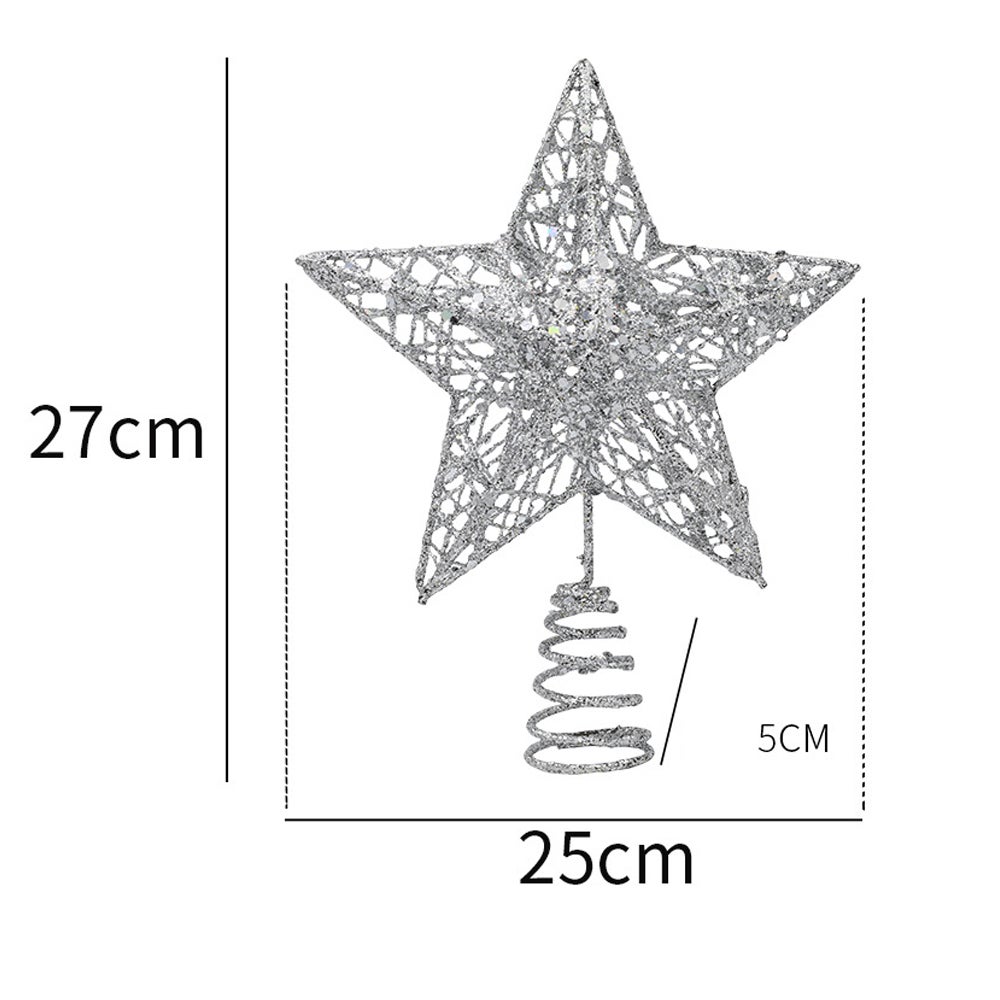 Puntale Per Albero Di Natale NICEXMAS – Stella Lucida 20 Cm – Decorazione A 5 Punte In Metallo Argentato – Cima Albero - 2