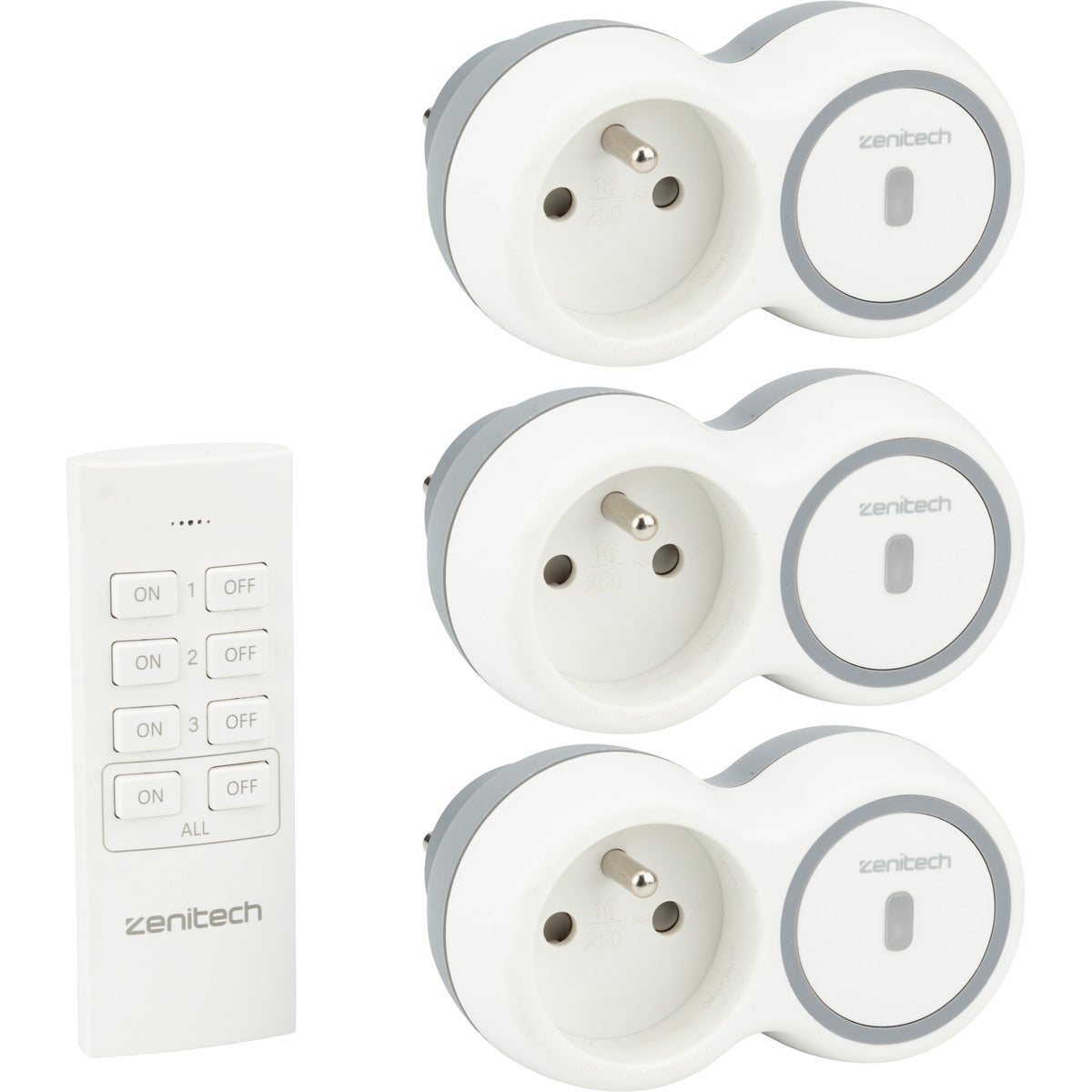 Prise Murale 16A Avec 2 Ports USB - Blanc/Gris - Zenitech Bolea - Charge Rapide Et Design Moderne - 5