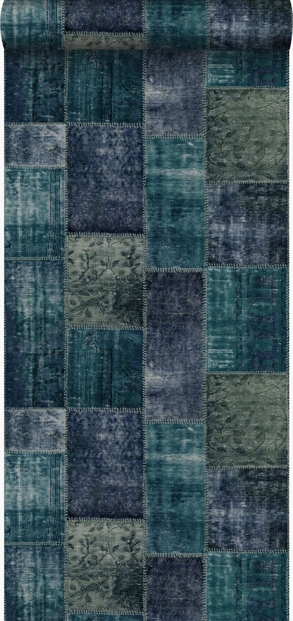 Tapeta kilimowy patchwork szmaragdowej zieleni - 53 cm x 10.05 m - ORIGIN