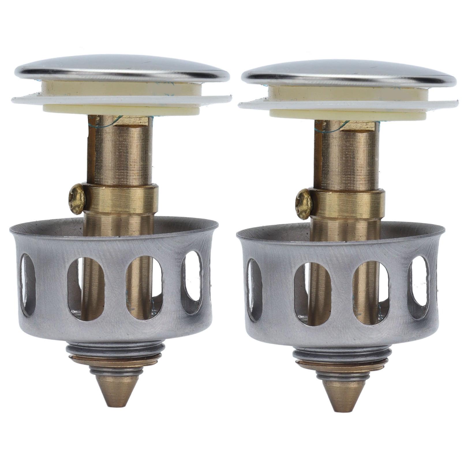 Lot De 2 Bouchons De Bain 3 En 1 - Égouttoir, Filtre Passoire Pour évier, Inox Chromé
