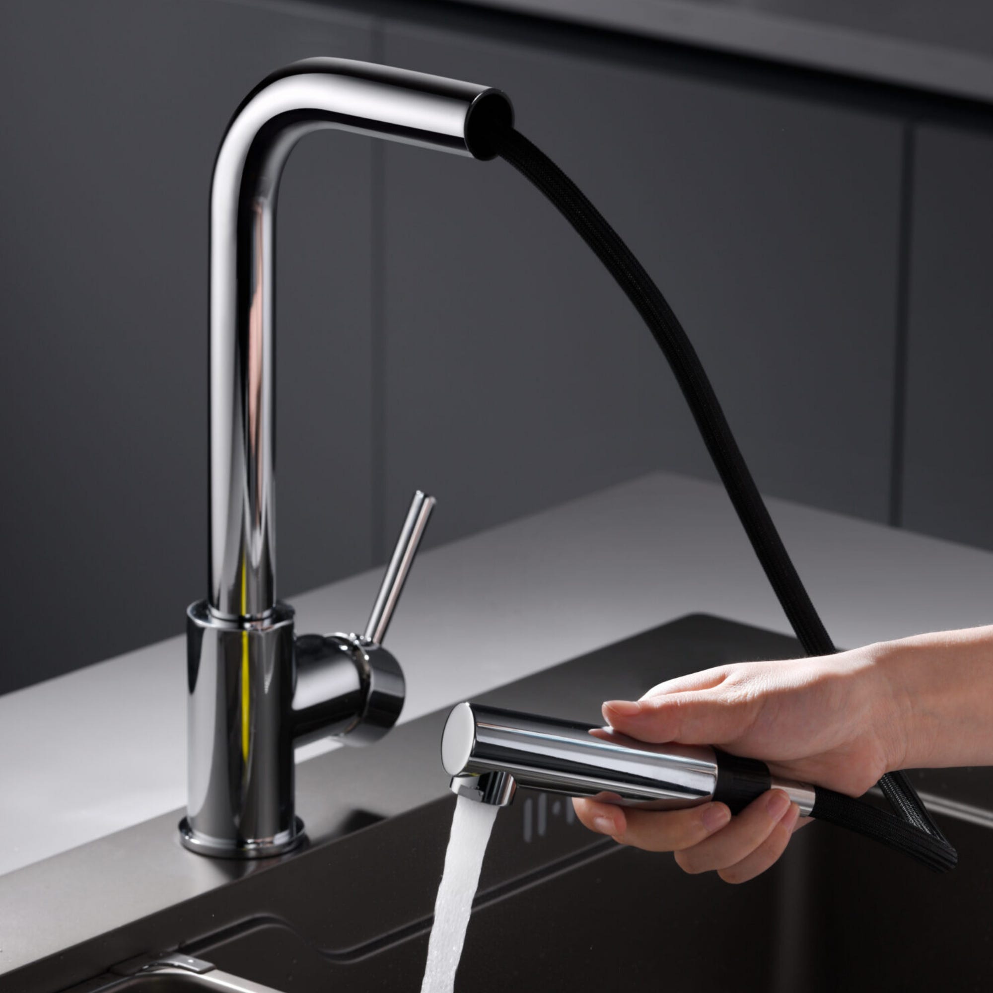 Grifo De Cocina Extraible IMEX Negro Monomando Con Manguera Flexible 360° Grifo Imex