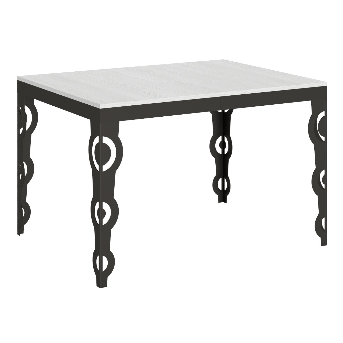 Stół rozkładany Karamay Evolution 90x120/224 cm, biały, jesion, rama antracytowa