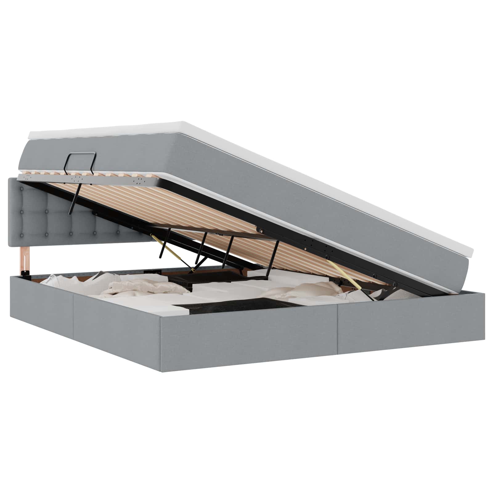 Lit avec rangement et matelas gris clair 160 x 200 cm velours - 2