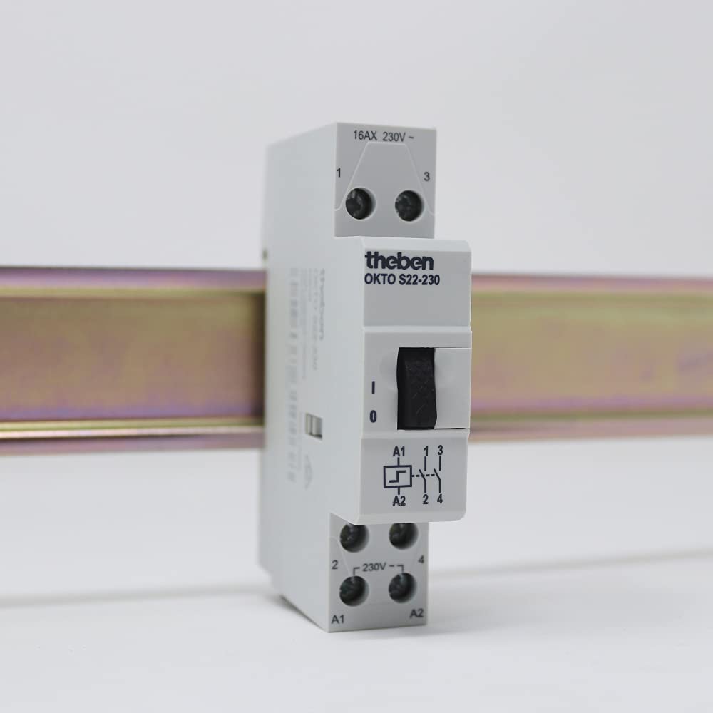 Theben 3120122 OKTO S22-230 Impulsowy przekaźnik krokowy, 230 V, elektromechaniczny, szyna DIN, 2 kanały/styk, LED do 200 W - 3