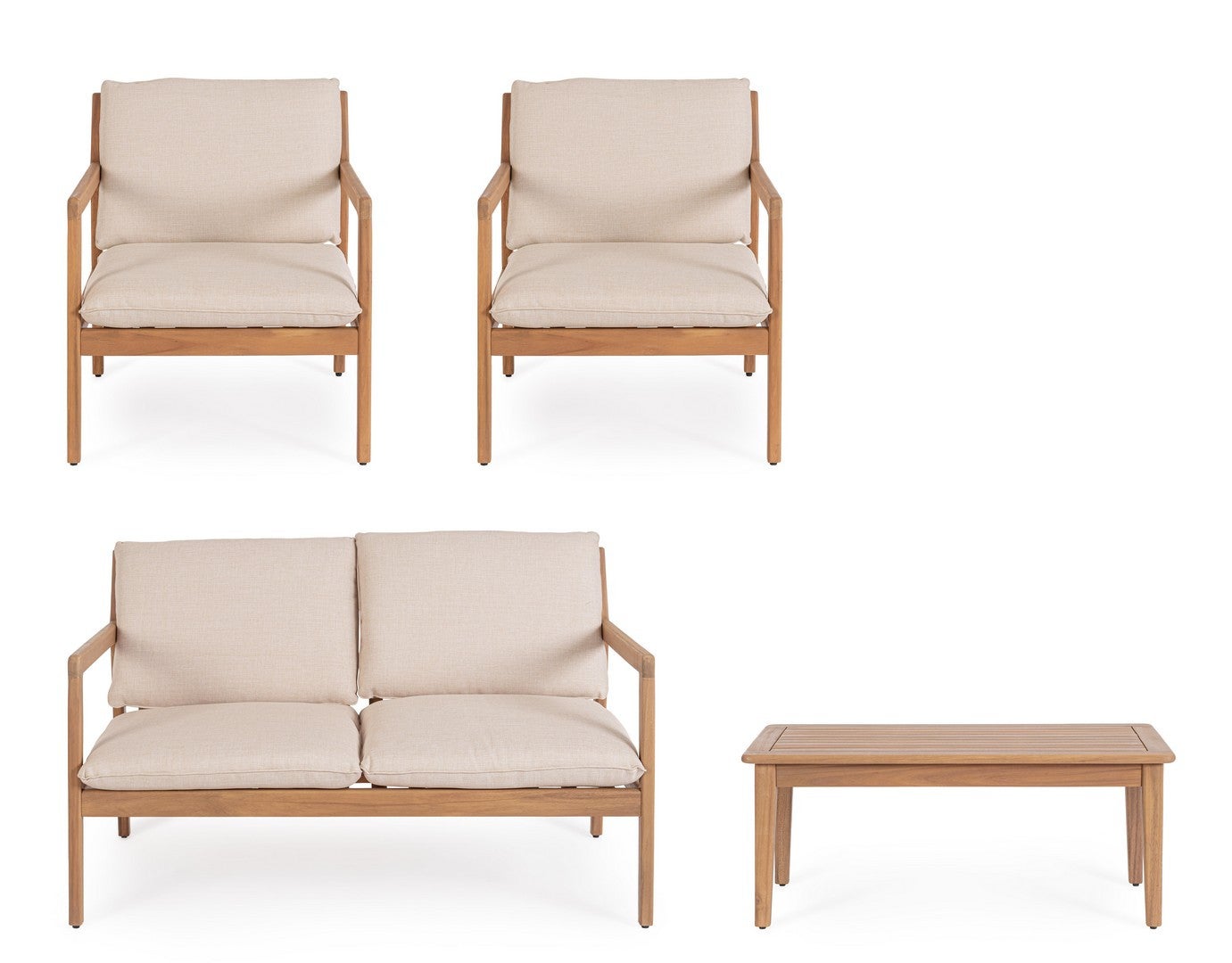 Salon bas de jardin en Bois Marron 4 personnes - 4