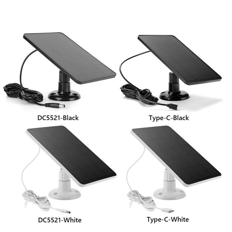 Panneau solaire pour caméra de sécurité, IP6 étanche, 360 degrés ajustable, Alimentation continue, 10W 5V, Port DC5521, Câble de charge 9.8 Ft - 8