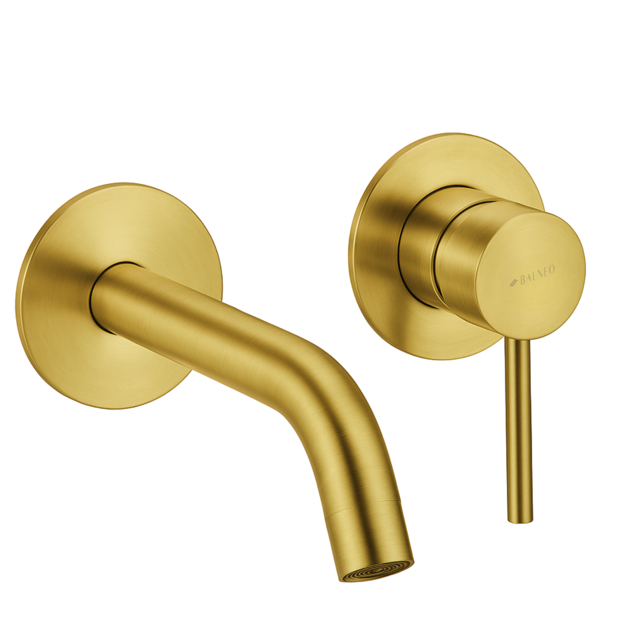BALNEO Bateria umywalkowa ścienna złota stal nierdzewna | Jednouchwytowa armatura podtynkowa do umywalki CASCADE ZŁOTO