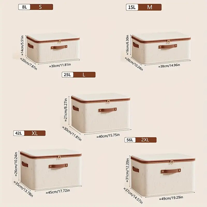 Lot de 2 bacs de rangement en coton et lin - Résistants aux rayures et à l'usure, pliables et peu encombrants - Taille L 40 x 30 x 21 cm - 5