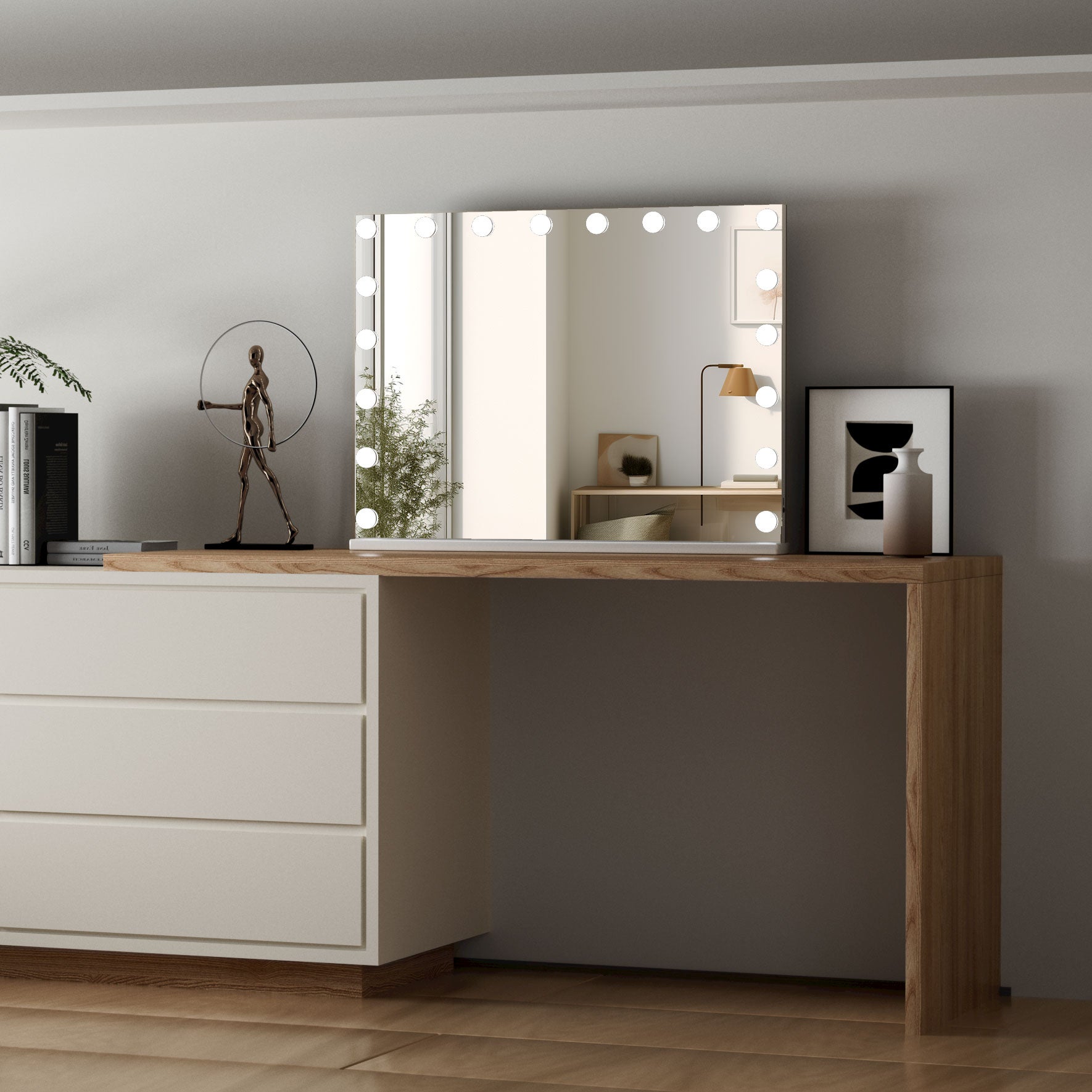 Miroir de maquillage Hollywood lumineux LED coiffeuse mural - 80 x 58 cm - 7