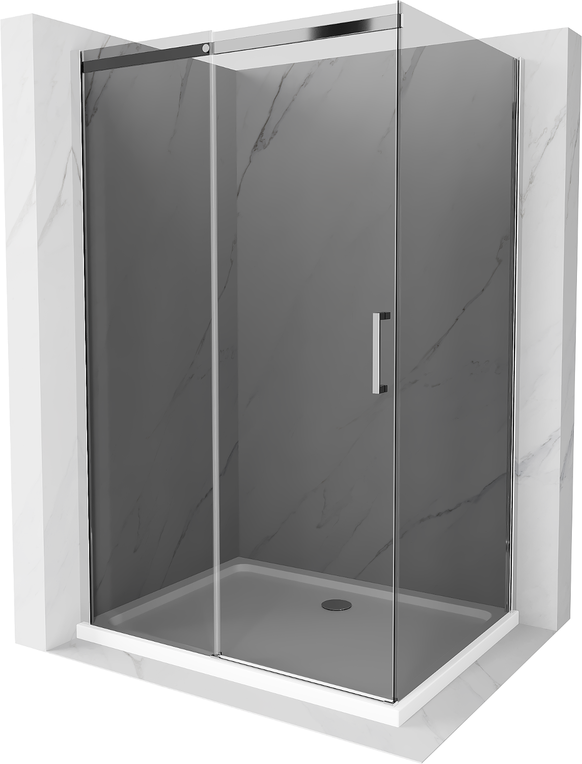 Mexen Omega kabina prysznicowa rozsuwana 100 x 80 cm, grafit, chrom + brodzik Flat, bialy - 825-100-080-01-40-4010
