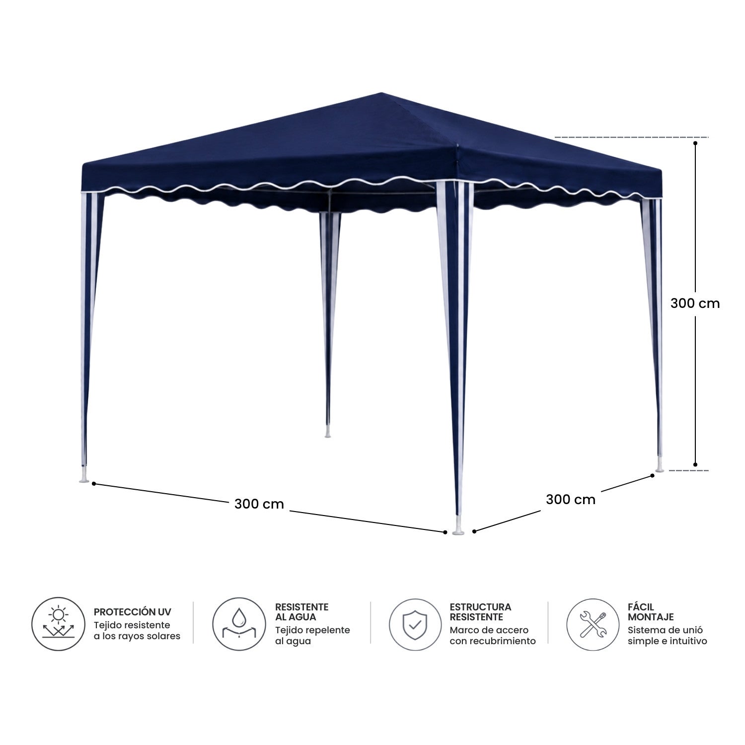 Carpa Desmontable para Jardín con Estructura de Acero 300x300x300cm 7house - 4