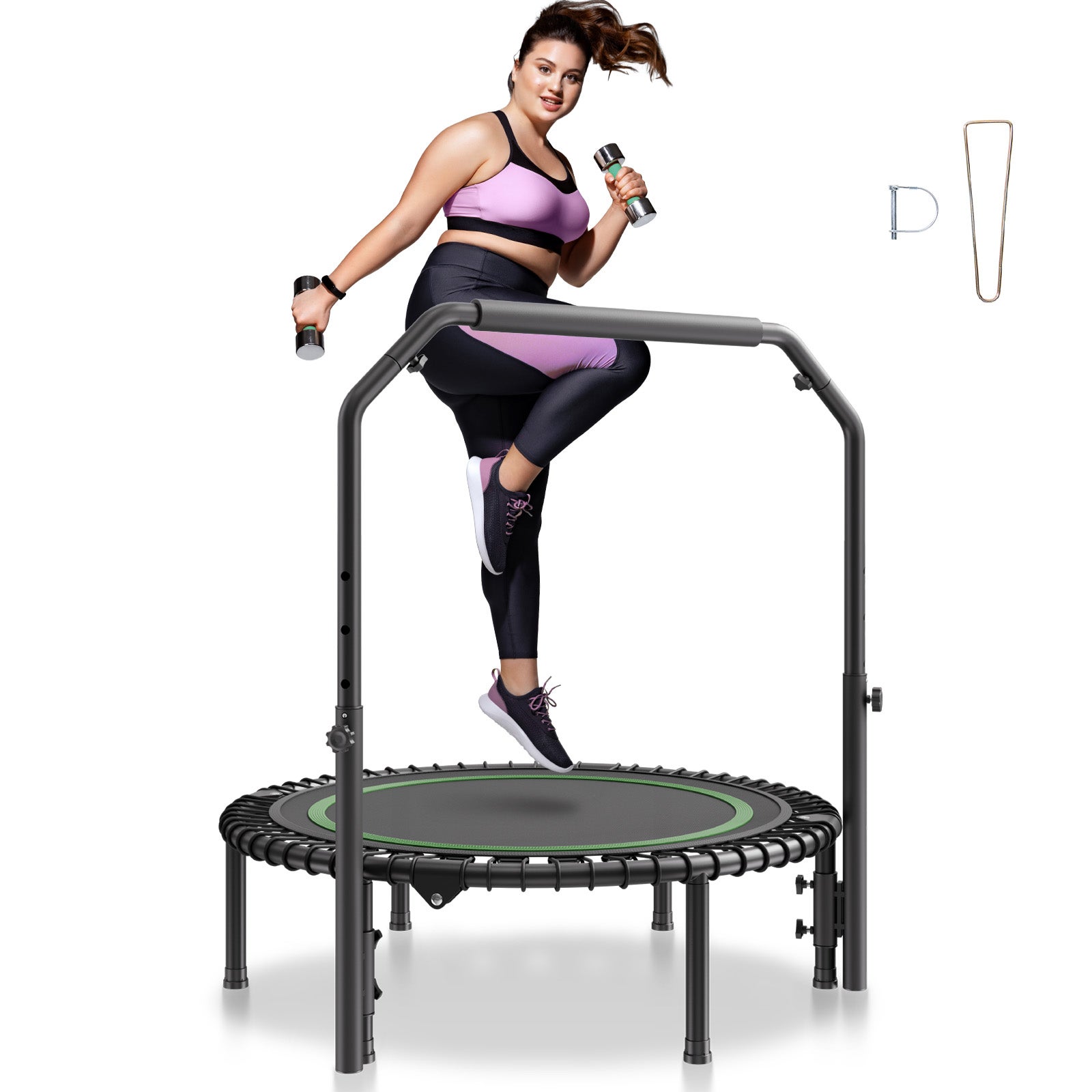 Mini Fitness Trampolina Treningowa Trampolina dla dorosłych 1027mm 150kg Uchwyt VEVOR