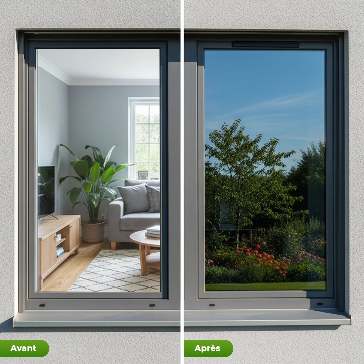 Film adhésif miroir privatif pour fenêtre au mètre - Anti-Regard Anti-UV Anti-Chaleur - 90cmx5m - 3