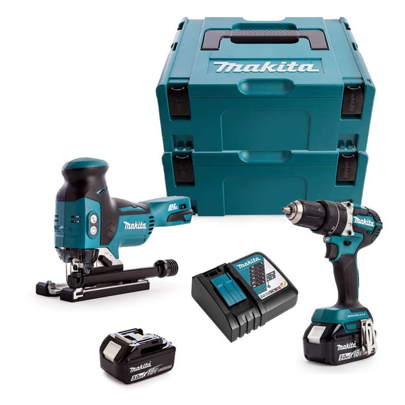 Combo Makita DLX2418TJ - Perceuse à Percussion DHP486 + Visseuse à Chocs DTD153, 3 Batteries 5.0Ah 18V LXT | Pack Complet MAKPAC