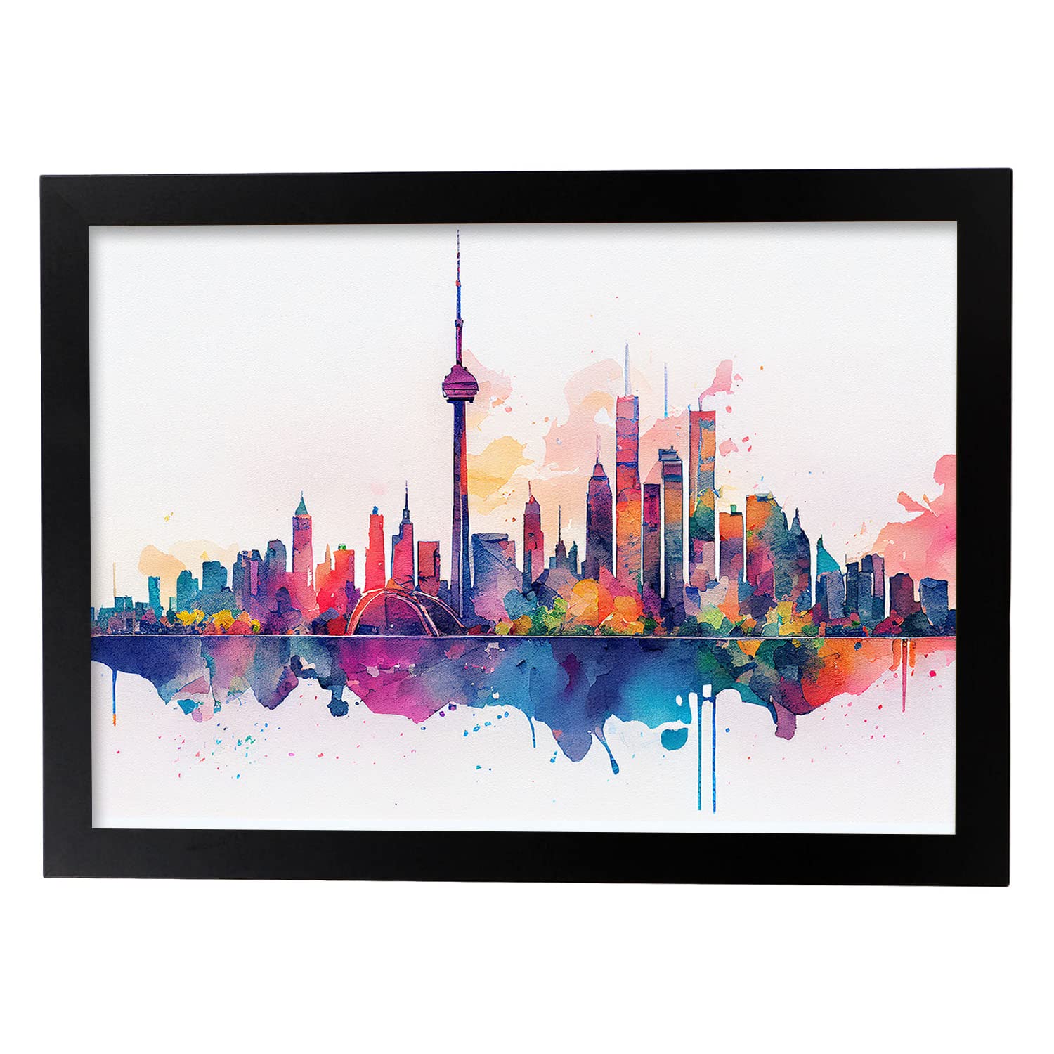 Nacnic poster de toronto en estilo acuarela originales ilustraciones a todo color de ciudades y monumentos del mundo y modelo 1 a3 con marco negro