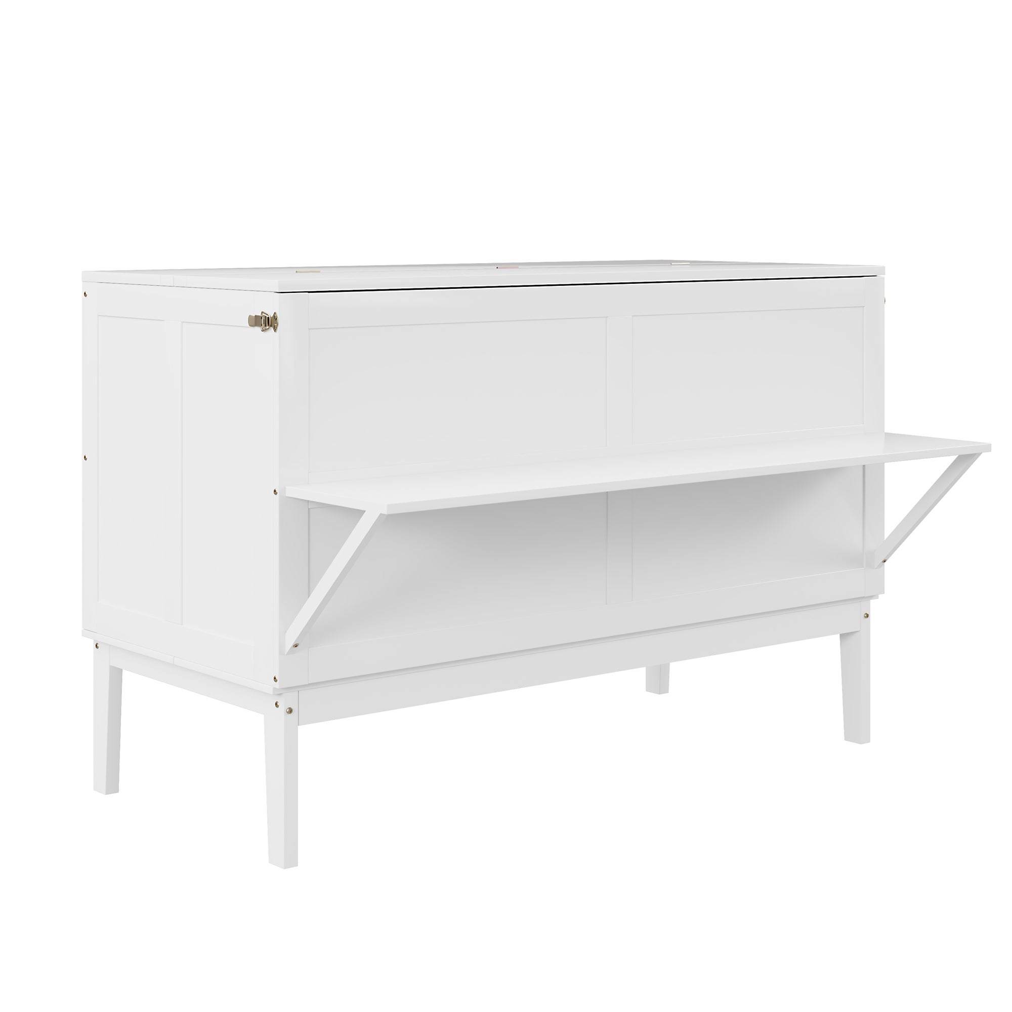 Letto a scomparsa verticale 140 x 200 cm - Legno MDF - Rete a doghe - Bianco - 6