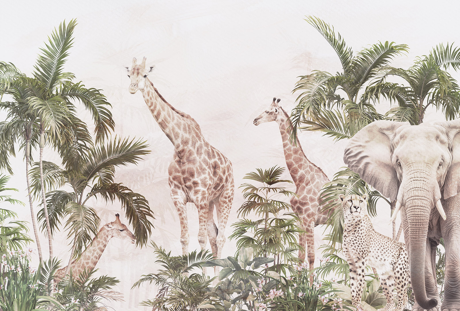 Papier peint panoramique Enfants - Animaux de la Jungle - Largeur 377 ...