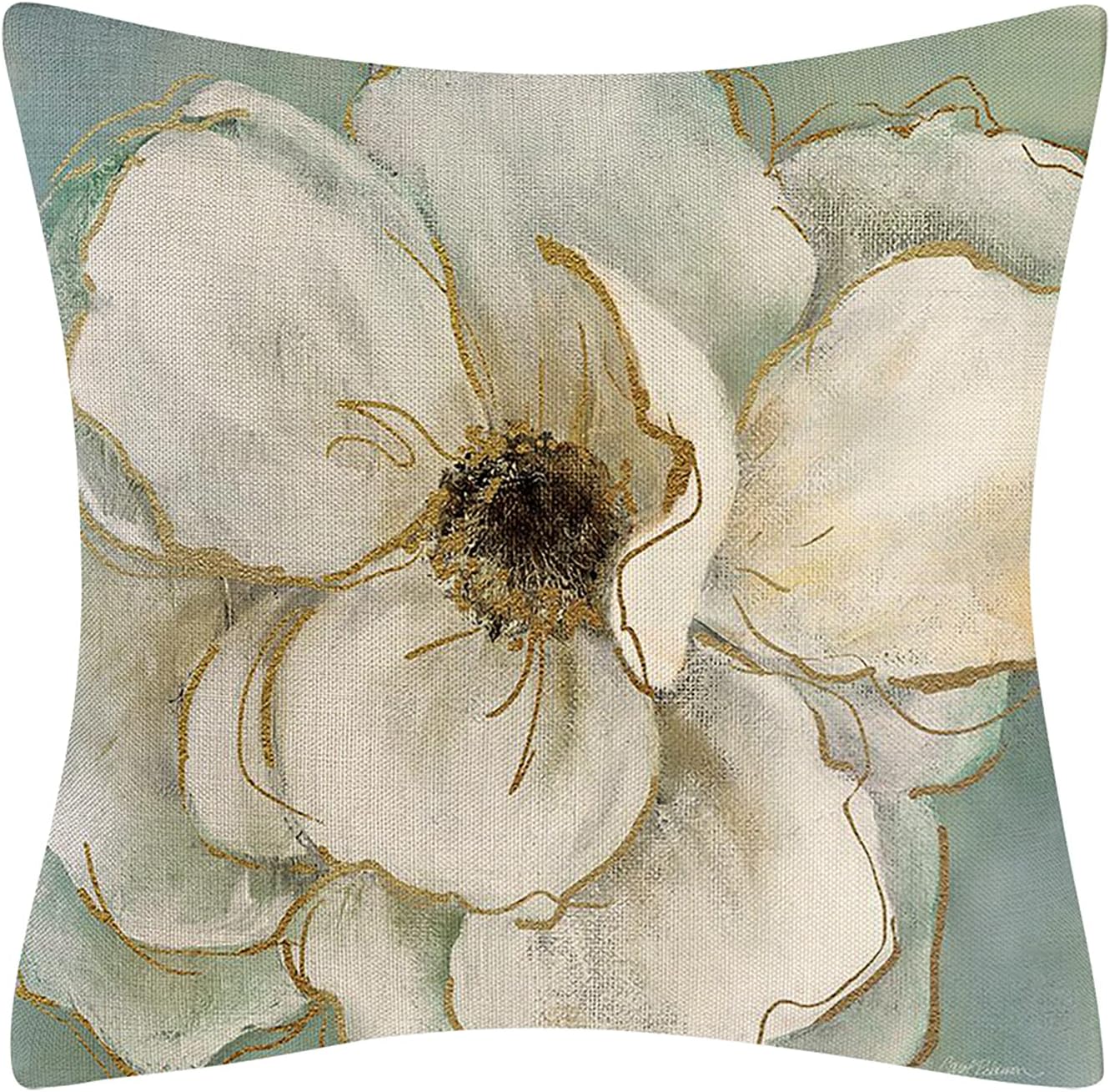 Set De 4 Housses De Coussin 40x40 Cm Bleu Vert Tournesol - Décoration Printemps Été