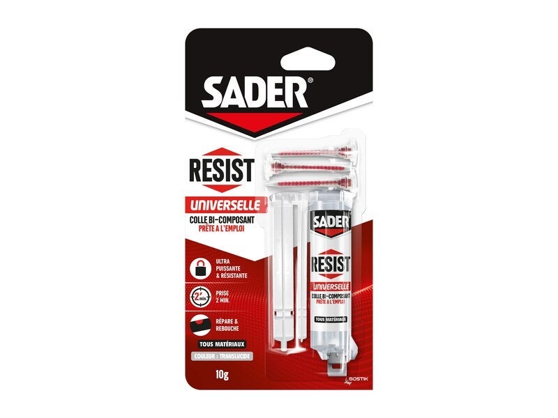 Colla epossidica bicomponente per riparazioni sader resist univers siringa 10g - 3