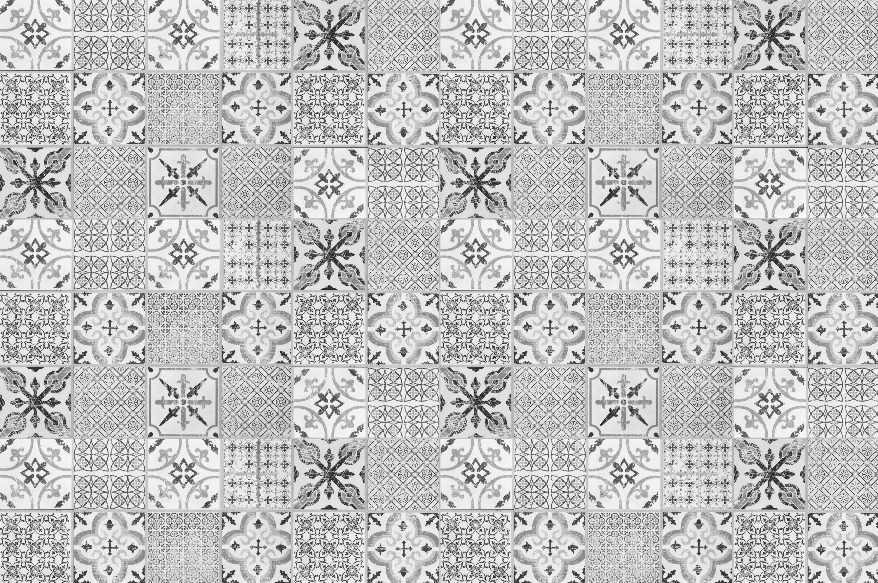 Alfombra de vinilo collage vintage gris 133x200 cm - pvc antideslizante, vinilica para cocina o salón, lavable, estilo hidraúlico, gris