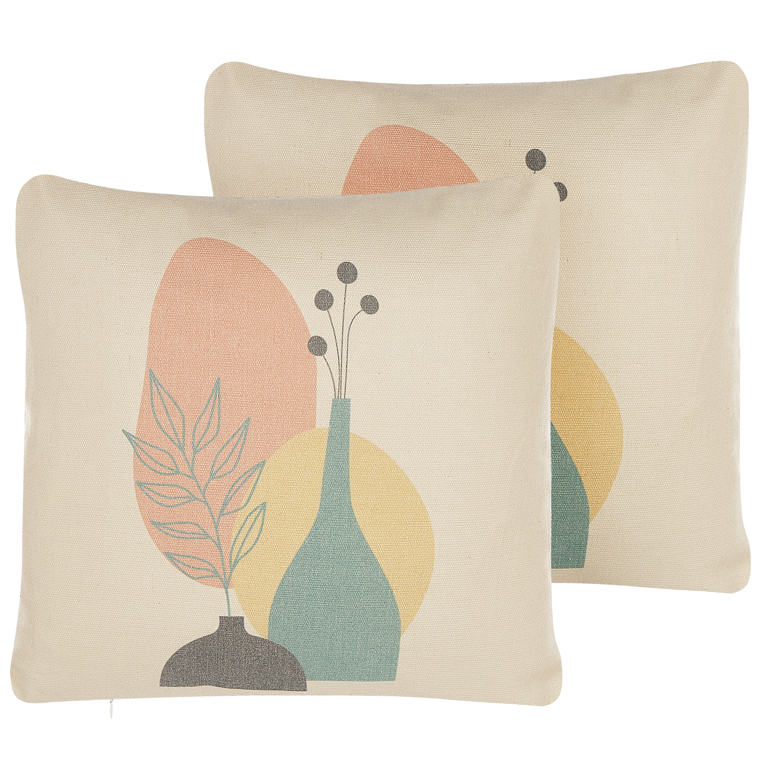 Beliani conjunto de 2 cojines cardoon 45 x 45 cm liso blanco