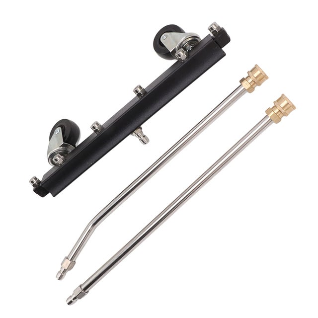 Nettoyeur haute pression pour châssis de voiture avec 6 buses et 2 rallonges Balai à eau sous la voiture avec roue pivotante 4000 psi Noir (a