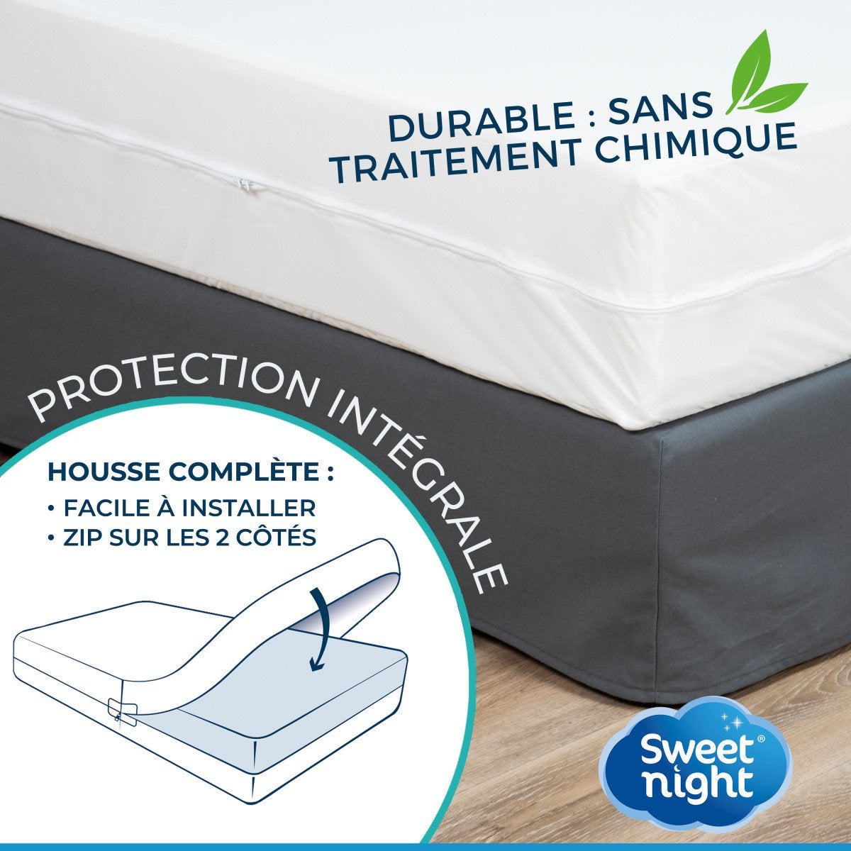 Housse intégrale matelas imperméable 160x200x25 cm | Anti-Punaise de lit et Anti-acariens | Rénove matelas | Sans traitement chimique - 2