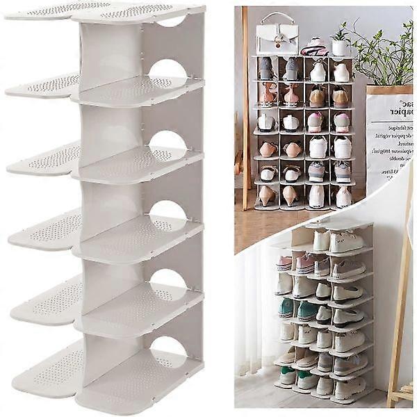 6-poziomowy organizer na buty, regulowana półka na buty, wolnostojący, oszczędzający miejsce schowek na buty do przedpokoju, korytarza, szafy, biały