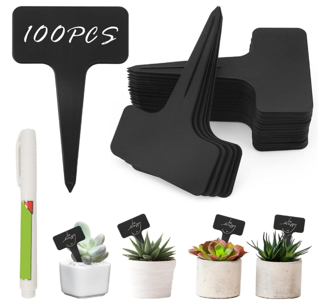Lot de 100 étiquettes pour plantes - 10 x 6 cm - Résistantes aux intempéries - Avec stylo de marquage - En plastique - Pour plantes en pot