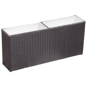 Fioriera Da Balcone In Vimini Ivyline: 46 Cm, Grigio, Realizzata A Mano Con Fodera Impermeabile