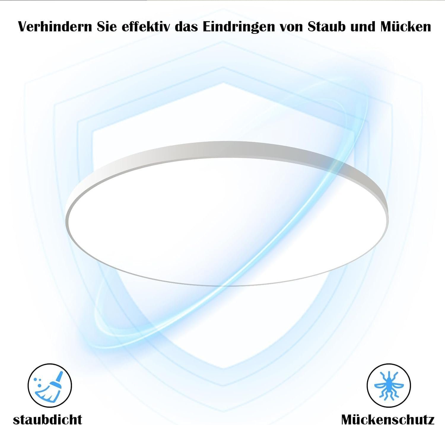 NETTLIFE Plafonnier LED 28 cm 30 W rond IP44 Lampe de chambre à intensité variable pour sous-sol Lampe de salle de bain et couloir avec télécommande - 5