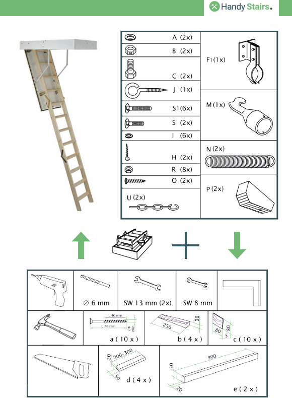 escalier escamotable Profi - Dimensions du caisson 110 x 60 cm - Hauteur 280 cm - Valeur U 1,26 W/m² - 3