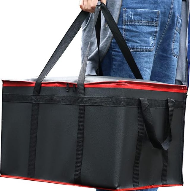Bolsa isotérmica grande XXXL - Bolsa isotérmica plegable para mantener la comida caliente o fría - Negra y roja