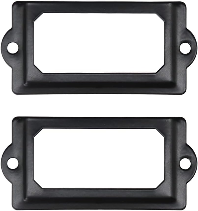 Metalowe uchwyty na etykiety do szuflad szafek, 2 sztuki (czarne)