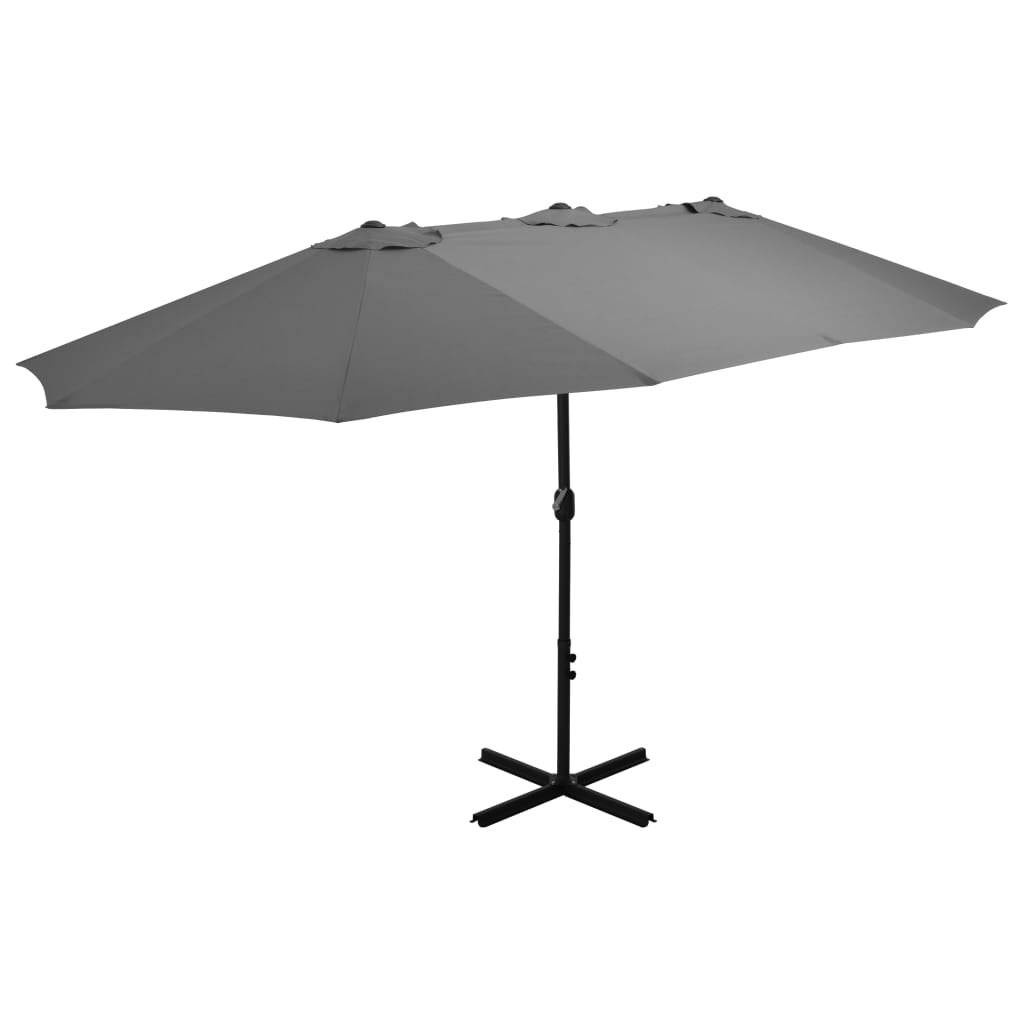 VidaXL Ombrellone A Sbraccio 460x270 Cm - Nero, Base A Croce, Manovella, Alluminio E Poliestere, Anti UV