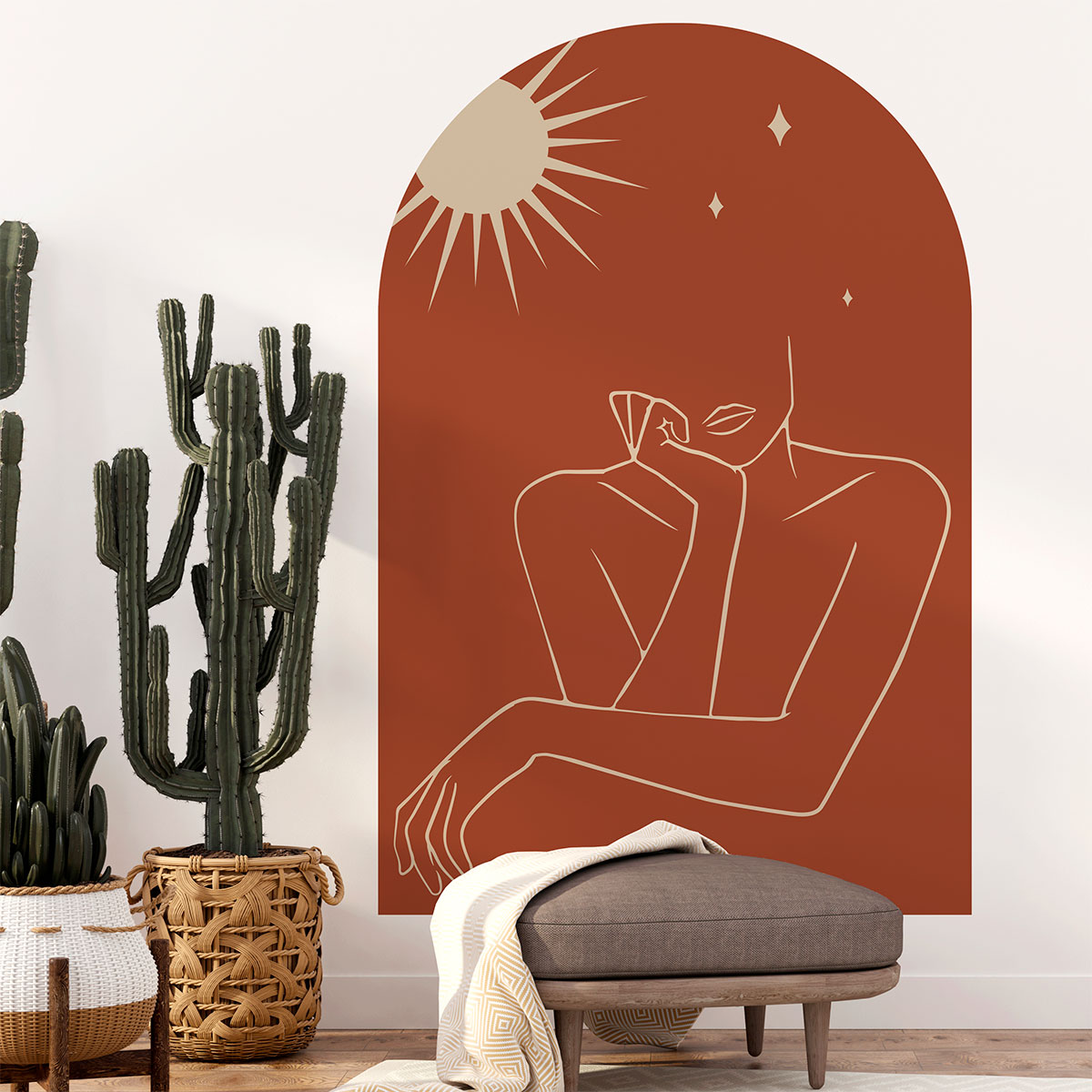Papel pintado prepegado arco mujer abstracta - adhesivo de pared - revestimiento sticker mural decorativo - xl-h180xl120cm