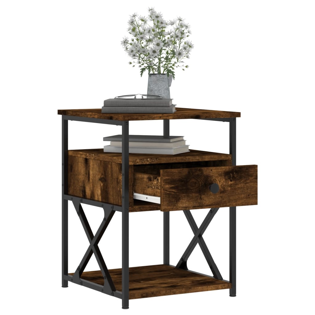 Maison Exclusive - Table de chevet chêne fumé 40x42x55 cm bois d'ingénierie - 4