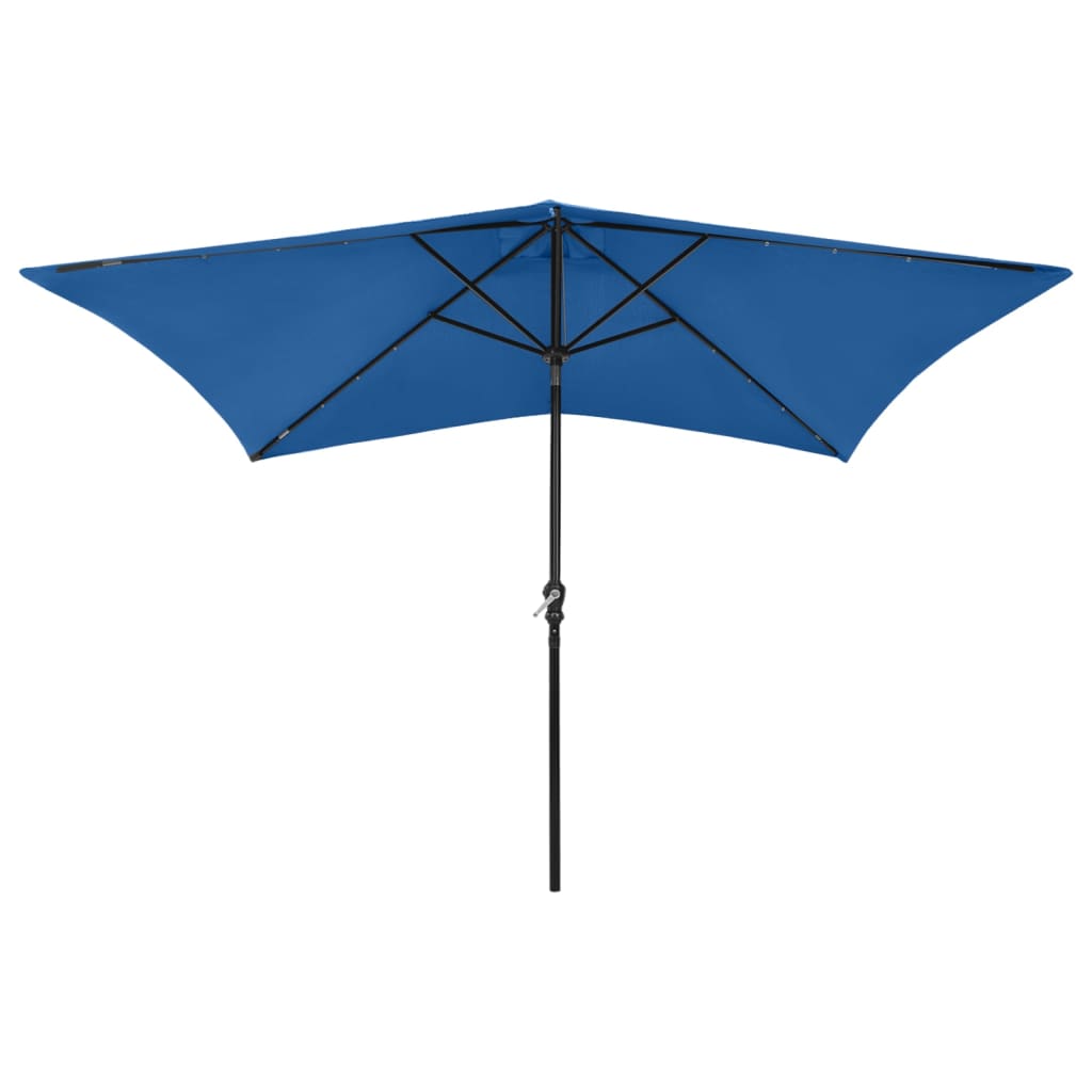 Parasol avec LED et mât en acier Bleu azuré 2x3 m - 4