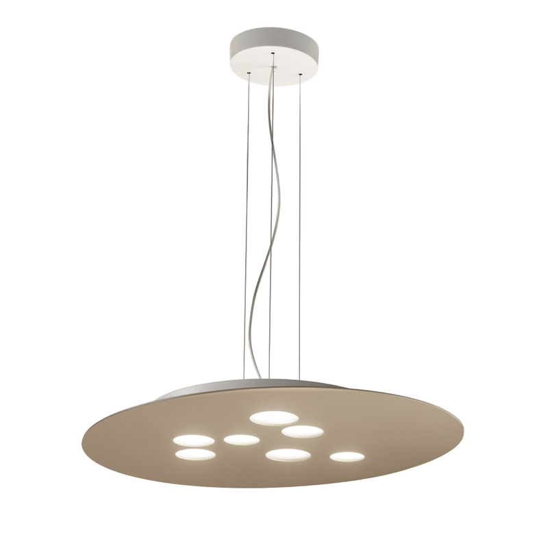 Gea Luce  Lámpara Colgante Led Redonda Luna De Metal Tórtola 72,5X60cm, 10 Luces Gx53 Máx. 10X8w, Doble Emisión, Ip20, Bombillas Excluidas Gris , Leroy Merlin