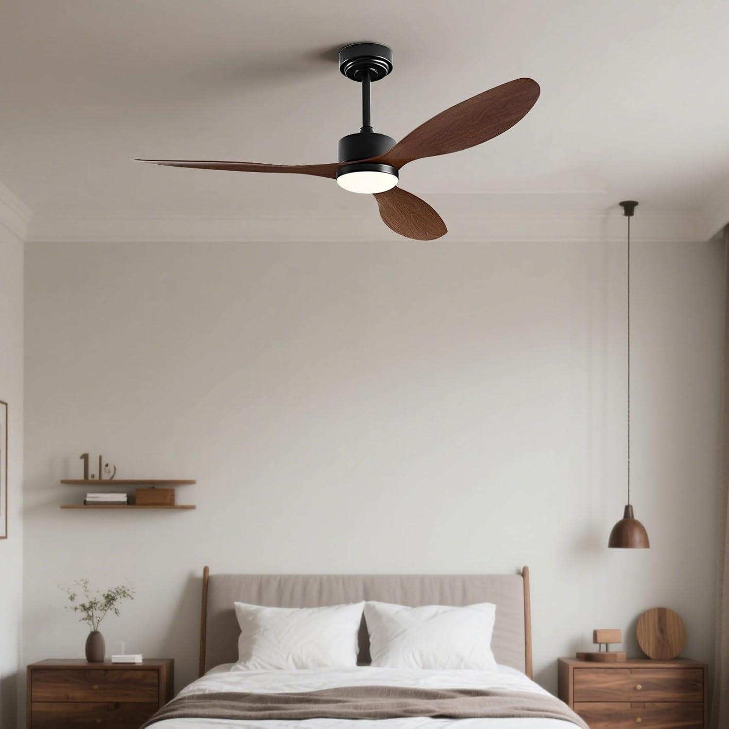 Wentylator sufitowy 106 cm ze światłem,pilotem sterownikiem ściennym,cichym silnikiem prądu stałego,6 prędkościami,3 temperaturami barwowymi,timerem - 8