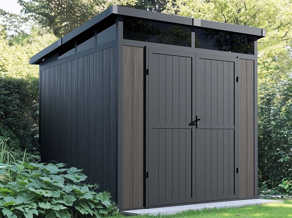 Abri de Jardin Bois Composite 4m2 Gris 237x223x227cm EVORA Cabane a — free download