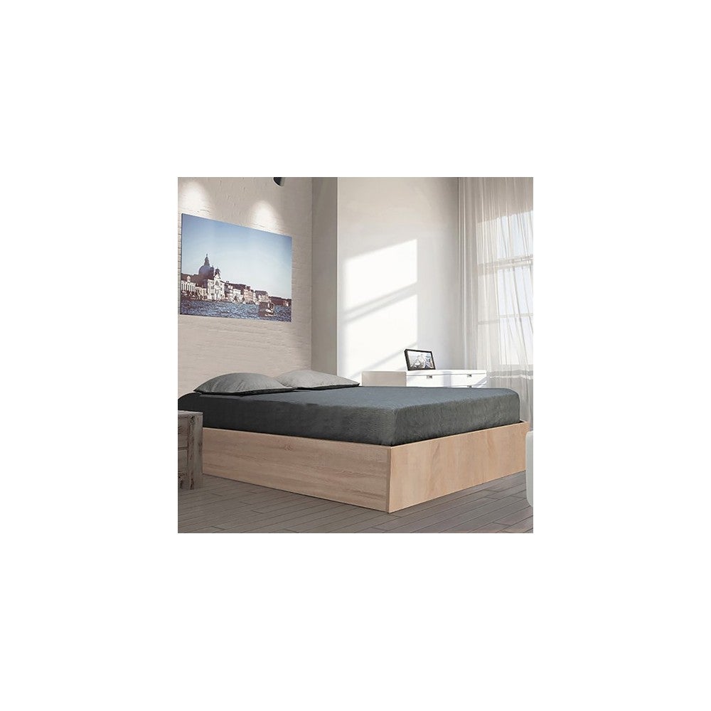 Lit Coffre BILBAO 140x190 cm avec Sommier / Décor Chêne Blanchi / Panneau de Particules / Grand Coffre de Rangement - 6
