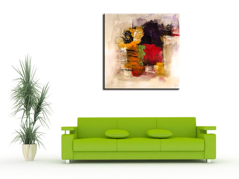 DECLINA, Tableau toile imprimée abstrait, Tableau toile peinture Abstrait, 100x100 cm - 3