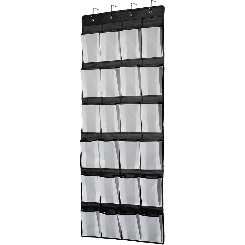 Scarpiera Sopra La Porta 24 Tasche, Portascarpe, Organizer Pieghevole Per Borsa Portaoggetti Per Collezione Di Scarpe Con Ganci Lino Grigio 85578381