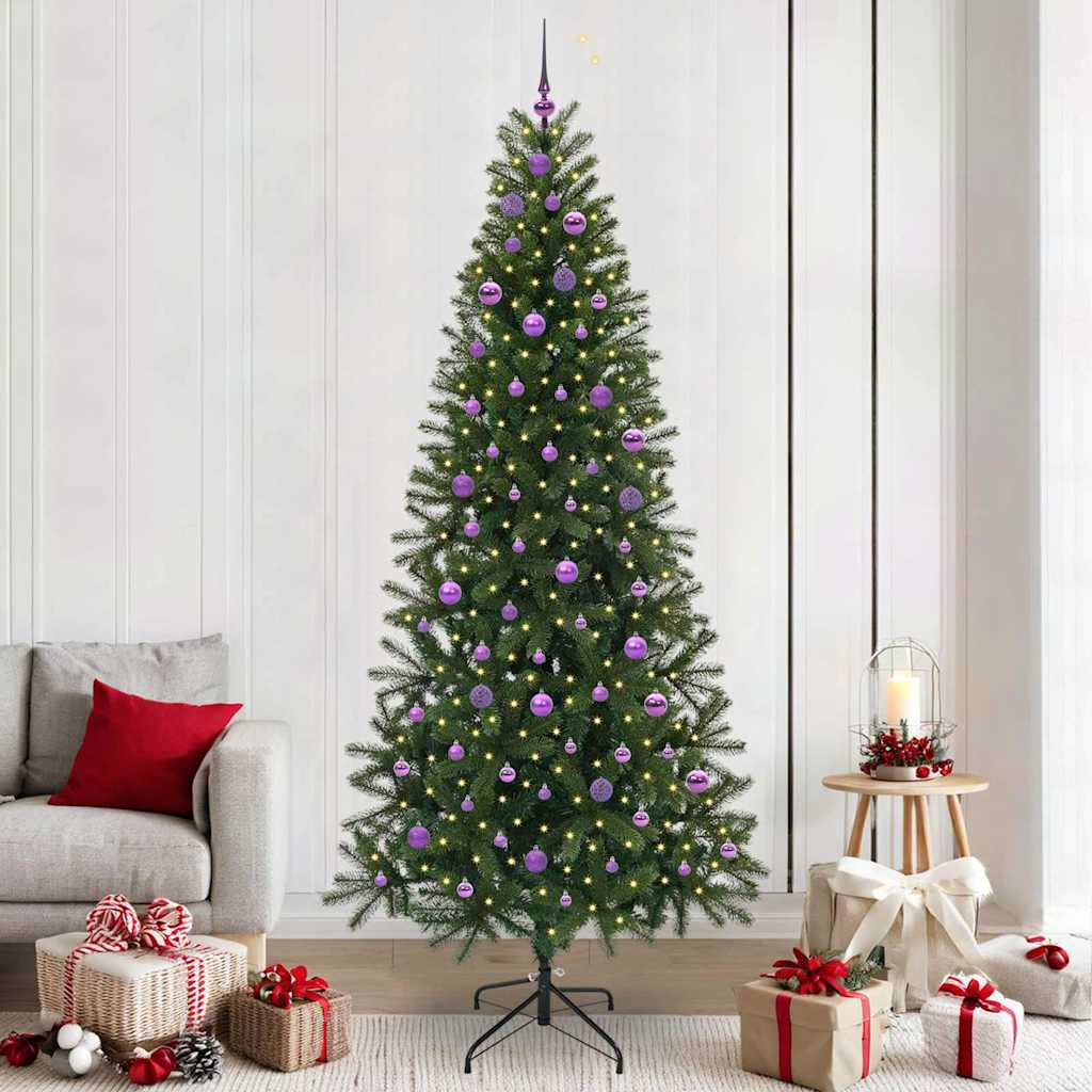 Sztuczna choinka z 300 diodami LED Zielony 240 cm PE i PVC